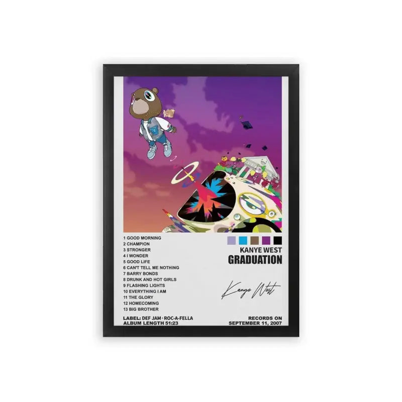 Kanye West 'Graduation' Framed Poster Black Premium Wood