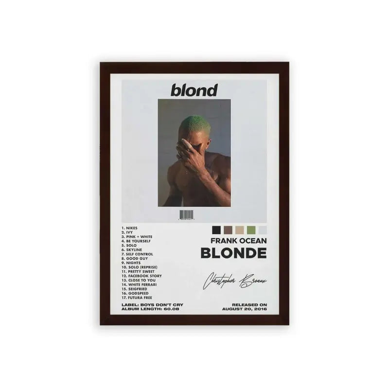 Frank Ocean 'Blond' Framed Poster Brown Premium Wood