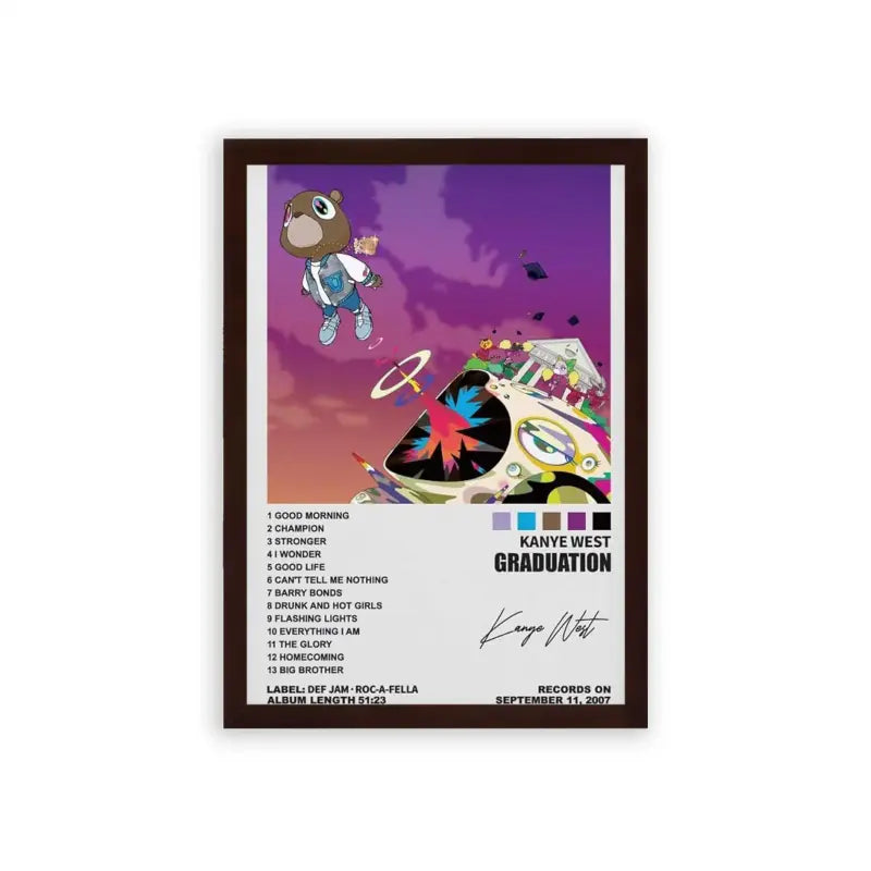 Kanye West 'Graduation' Framed Poster Brown Premium Wood