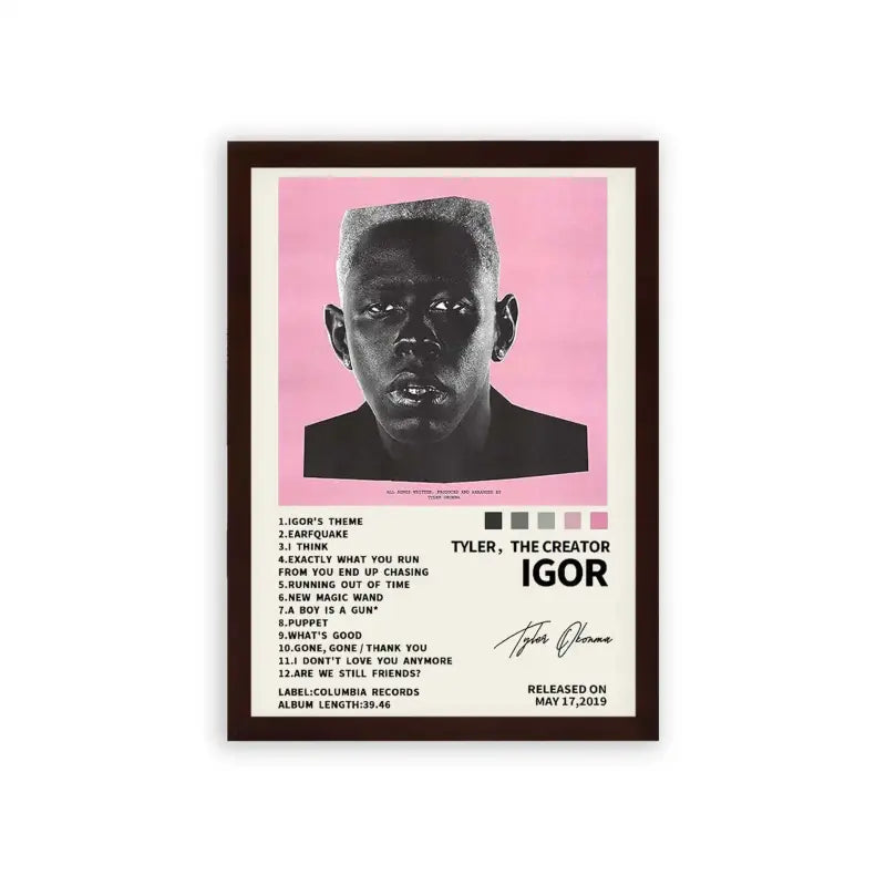 Tyler, The Creator 'Igor' Framed Poster Brown Premium Wood