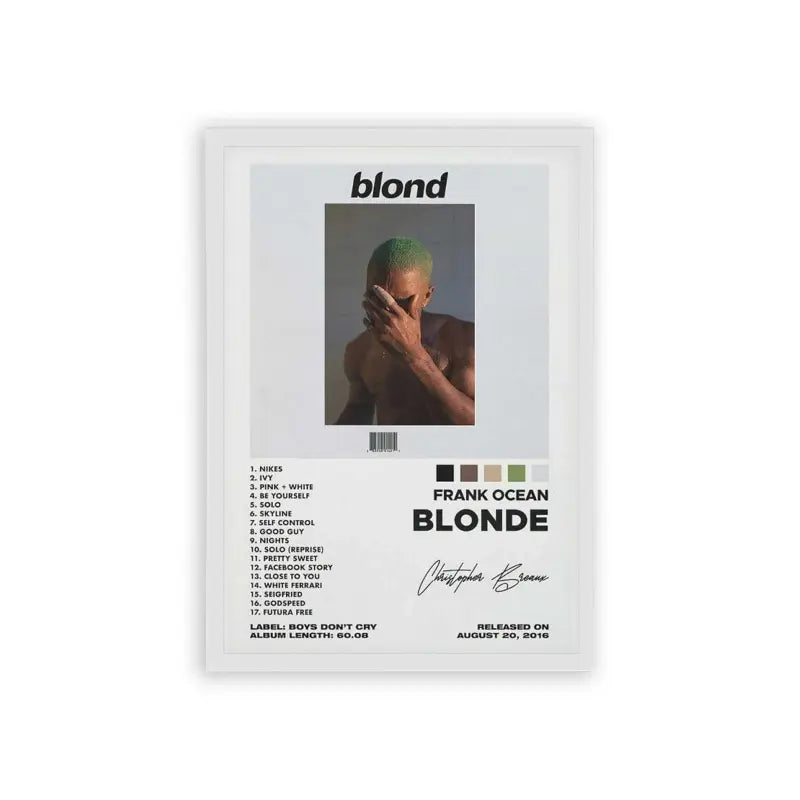 Frank Ocean 'Blond' Framed Poster White Hard Fiber