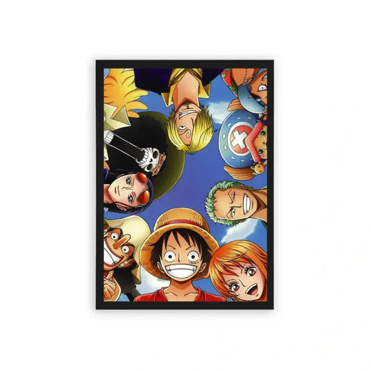 One Piece 'Straw Hat Crew' Framed Poster Black Hard Fiber