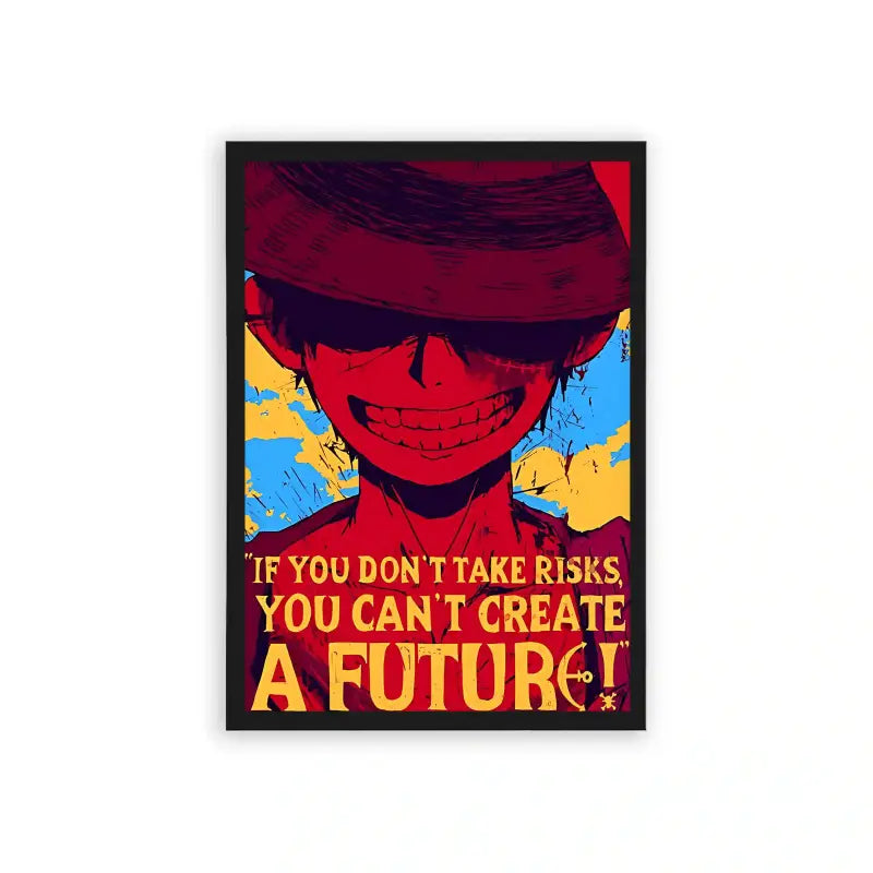 One Piece 'Take Risks' Framed Poster Black Hard Fiber