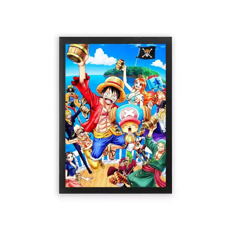 One Piece 'Comrades of The Sea' Framed Poster Black Premium Wood