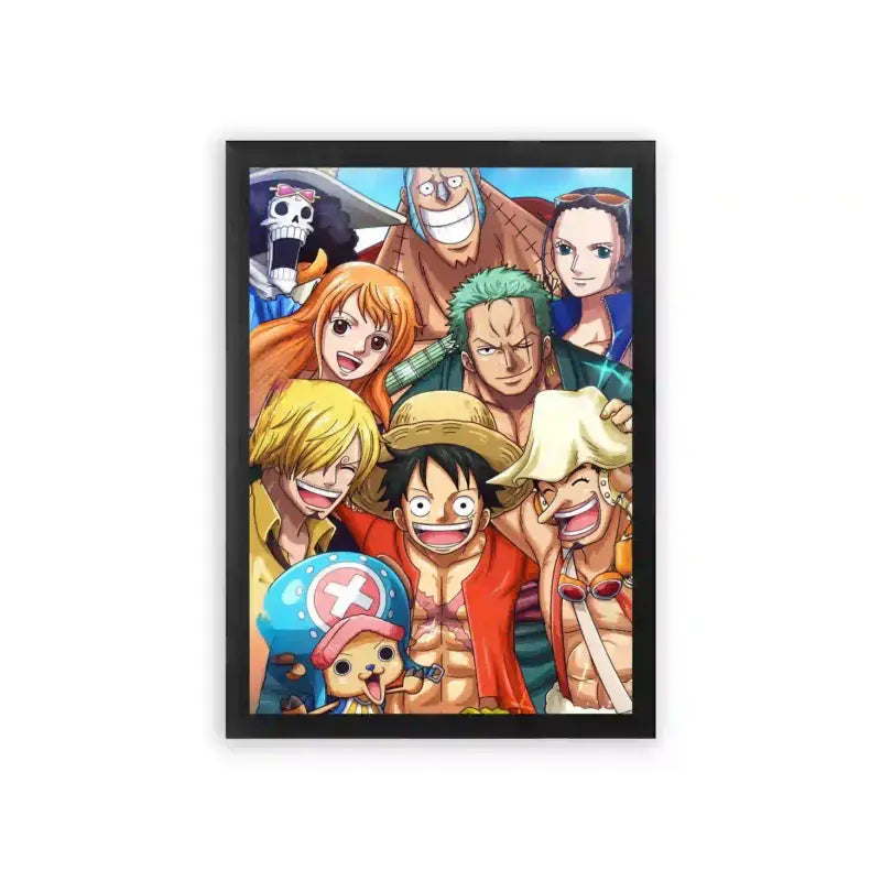 One Piece 'Pirates Unite' Framed Poster Black Premium Wood