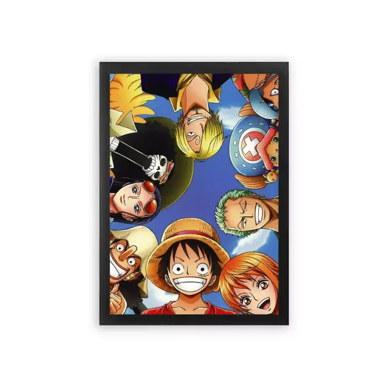 One Piece 'Straw Hat Crew' Framed Poster Black Premium Wood