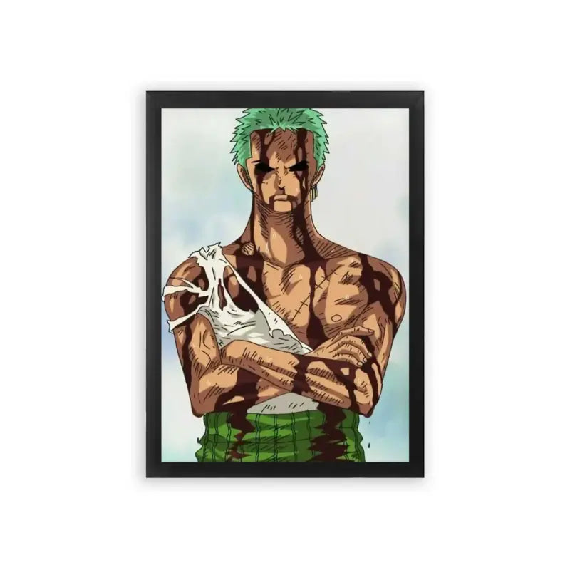 One Piece 'Zoro's Stand' Framed Poster Black Premium Wood