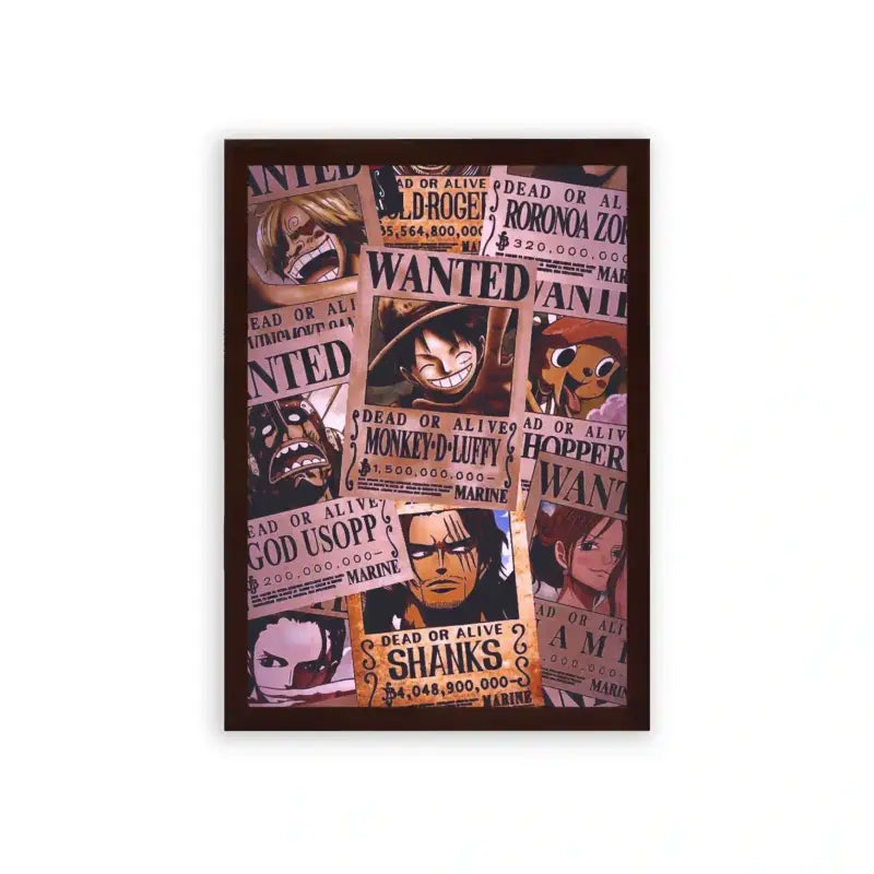 One Piece 'Bounty' Framed Poster Brown Premium Wood