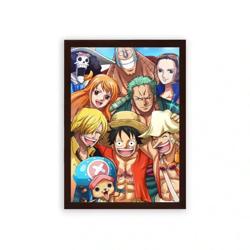 One Piece 'Pirates Unite' Framed Poster Brown Premium Wood