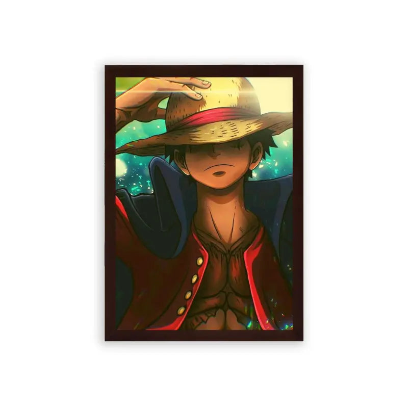 One Piece 'The Will of D' Framed Poster Brown Premium Wood