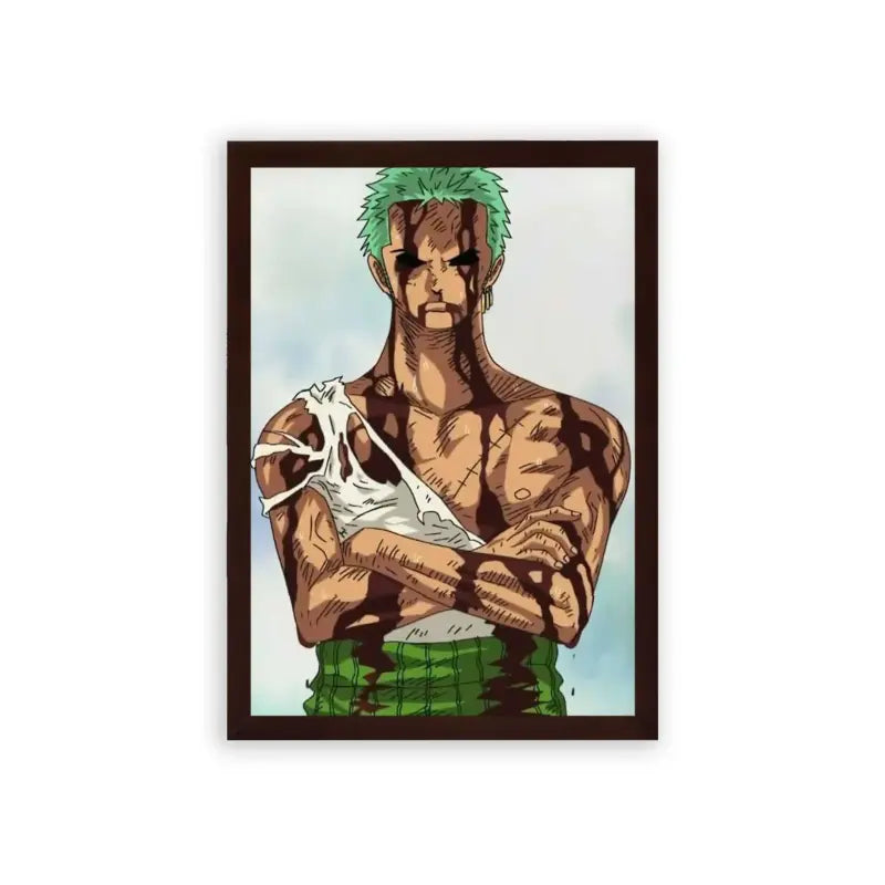 One Piece 'Zoro's Stand' Framed Poster Brown Premium Wood