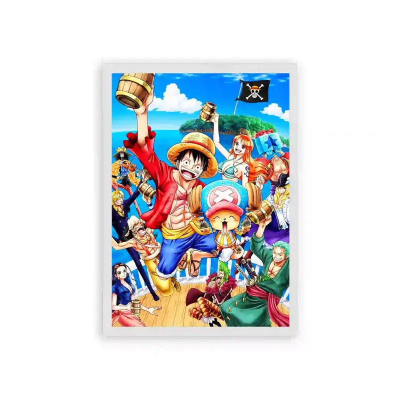 One Piece 'Comrades of The Sea' Framed Poster White Hard Fiber