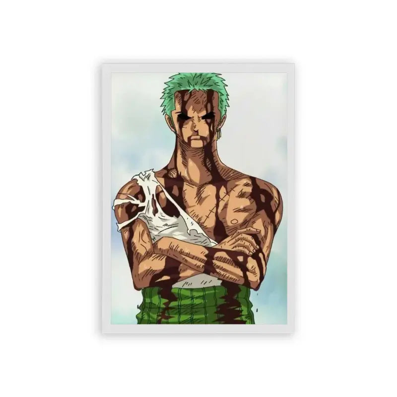 One Piece 'Zoro's Stand' Framed Poster White Hard Fiber