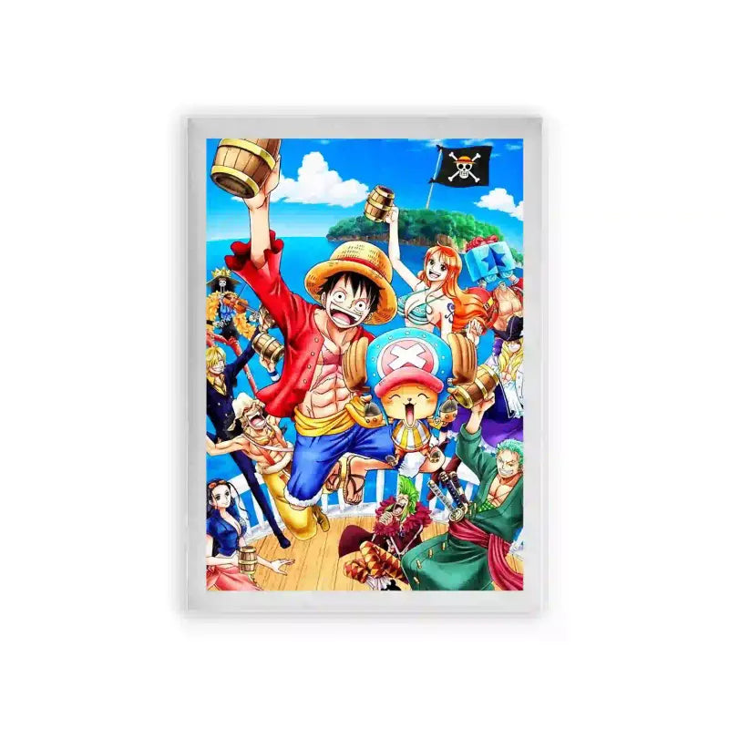 One Piece 'Comrades of The Sea' Framed Poster White Premium Wood