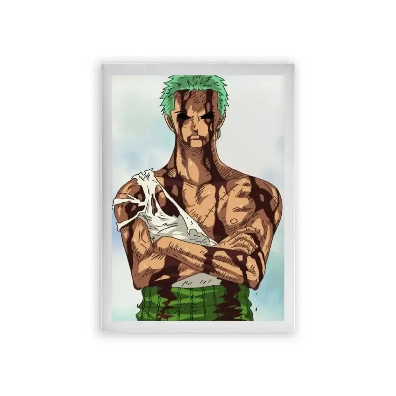 One Piece 'Zoro's Stand' Framed Poster White Premium Wood