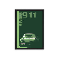 Porsche 'Emerald Elegance' Framed Poster Black Hard Fiber