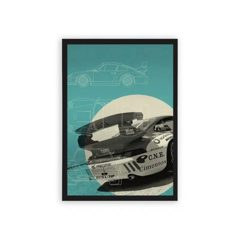 Porsche 'Precision & Performance' Framed Poster Black Hard Fiber