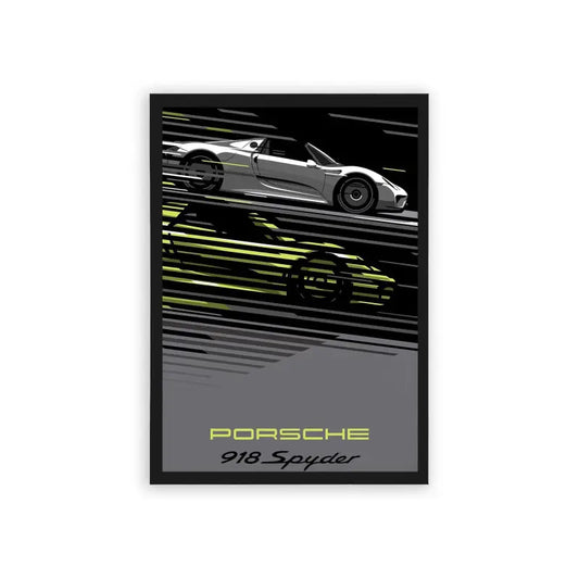 Porsche 'Vintage Verve' Framed Poster Black Hard Fiber