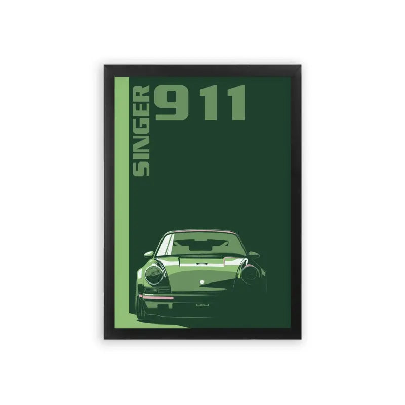 Porsche 'Emerald Elegance' Framed Poster Black Premium Wood