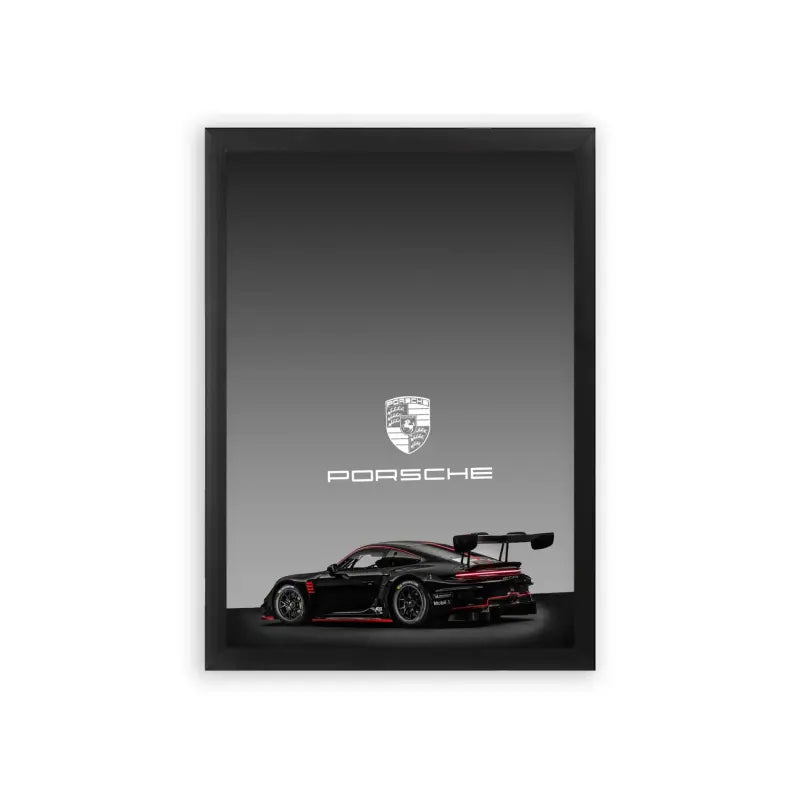 Porsche 'Perfection' Framed Poster Black Premium Wood