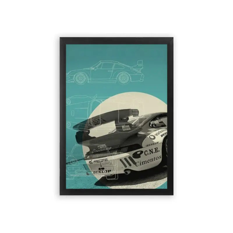 Porsche 'Precision & Performance' Framed Poster Black Premium Wood