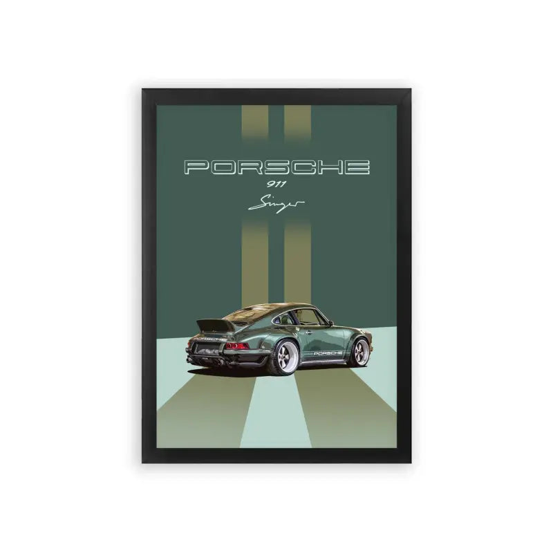 Porsche 'Timeless Machine' Framed Poster Black Premium Wood