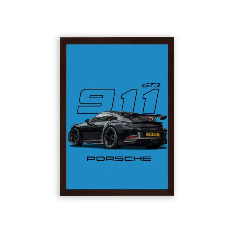 Porsche 'Iconic Speedster' Framed Poster Brown Premium Wood