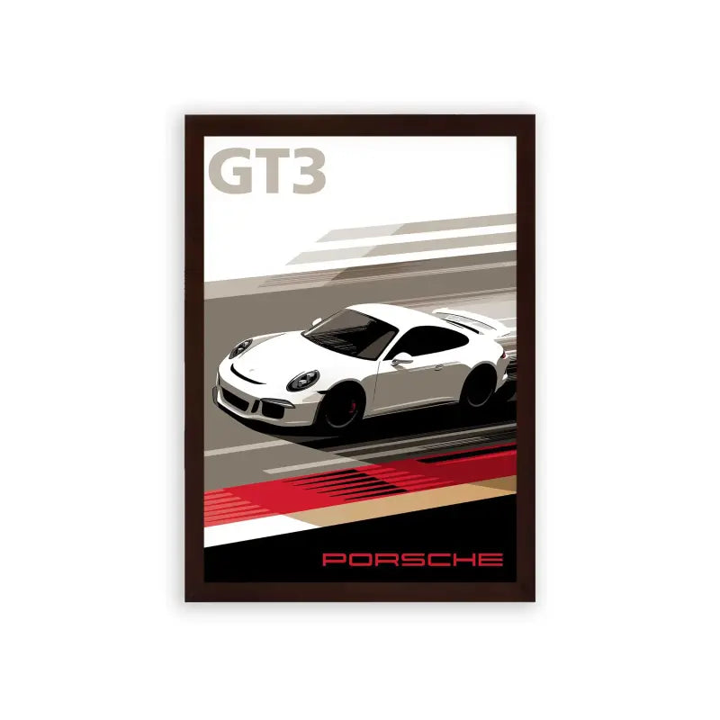 Porsche 'Speed & Style' Framed Poster Brown Premium Wood