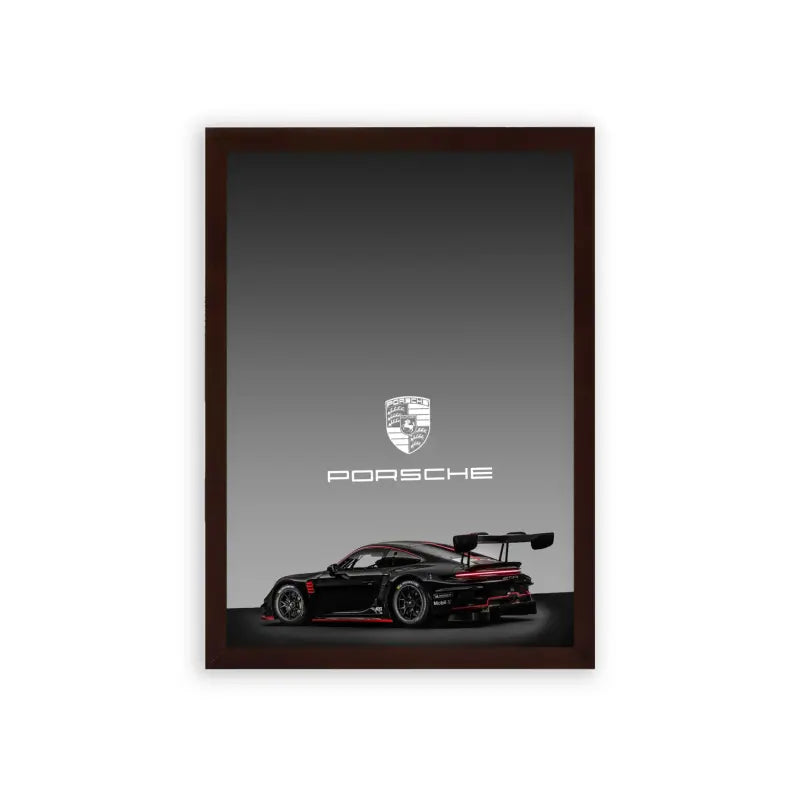 Porsche 'Perfection' Framed Poster Brown Premium Wood