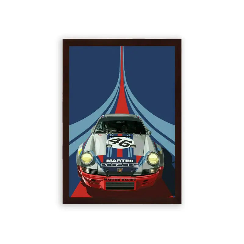 Porsche 'Power' Framed Poster Brown Premium Wood