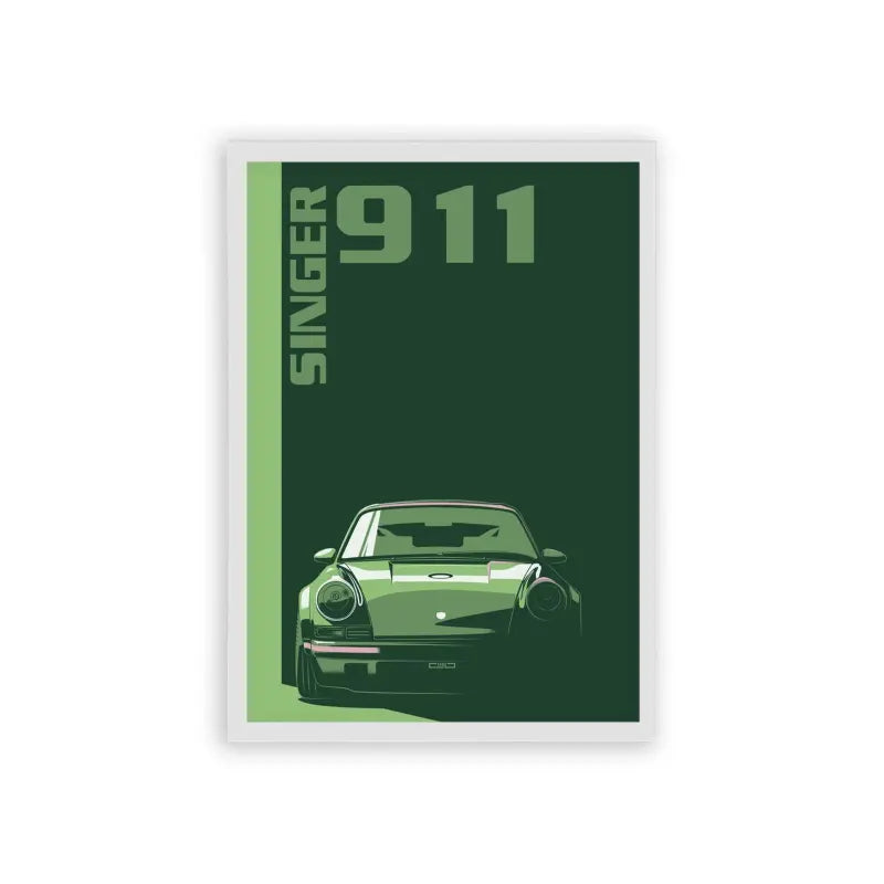 Porsche 'Emerald Elegance' Framed Poster White Hard Fiber