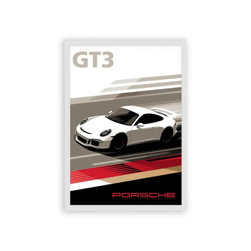 Porsche 'Speed & Style' Framed Poster White Hard Fiber