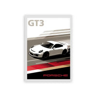 Porsche 'Speed & Style' Framed Poster White Hard Fiber