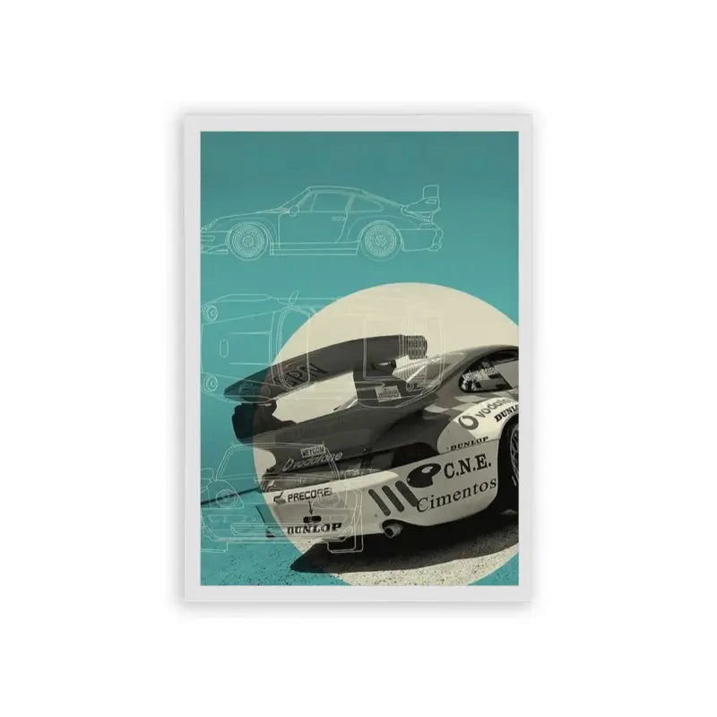 Porsche 'Precision & Performance' Framed Poster White Hard Fiber