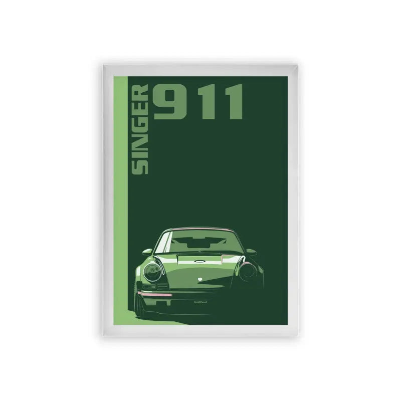 Porsche 'Emerald Elegance' Framed Poster White Premium Wood