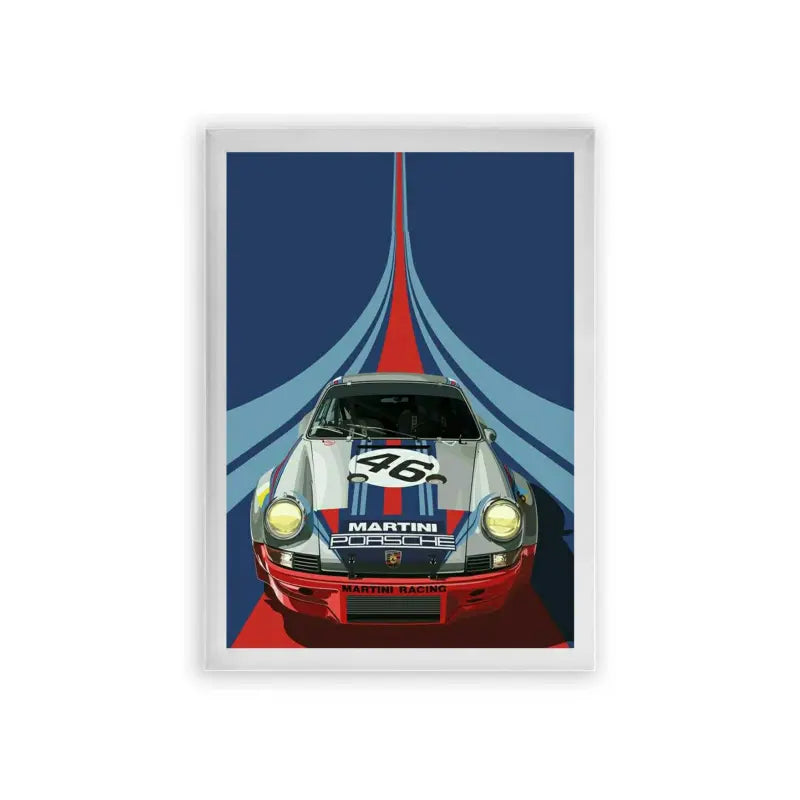 Porsche 'Power' Framed Poster White Premium Wood