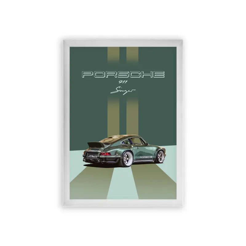 Porsche 'Timeless Machine' Framed Poster White Premium Wood