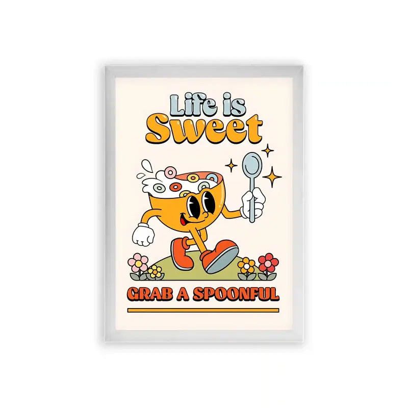 Life Is Sweet Framed Poster White Premium Wood