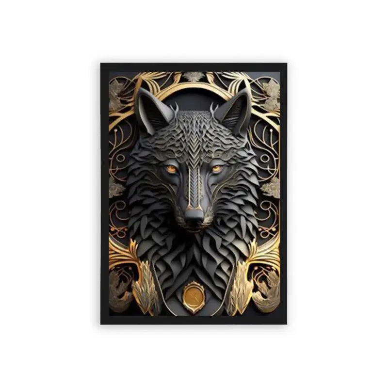 Midnight Wolf Framed Poster Black Hard Fiber