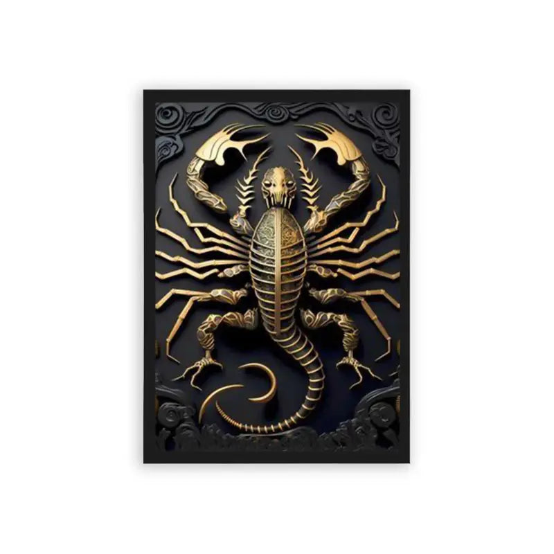 Scorpion's Golden Stinger Framed Poster Black Hard Fiber