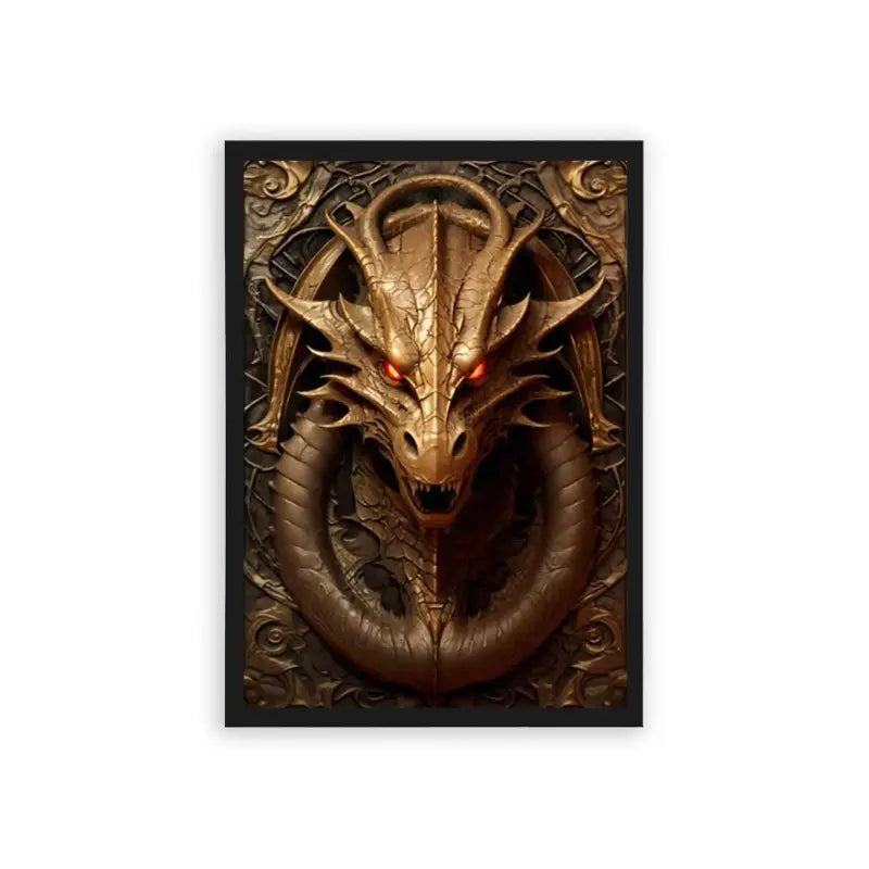 The Dragon's Gaze Framed Poster Black Hard Fiber