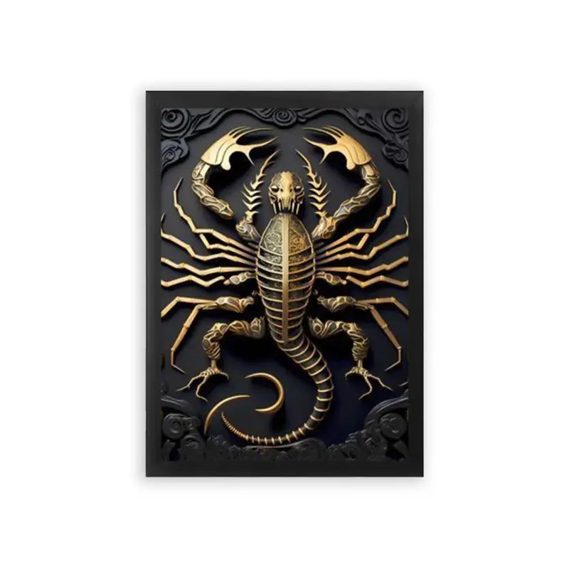 Scorpion's Golden Stinger Framed Poster Black Premium Wood