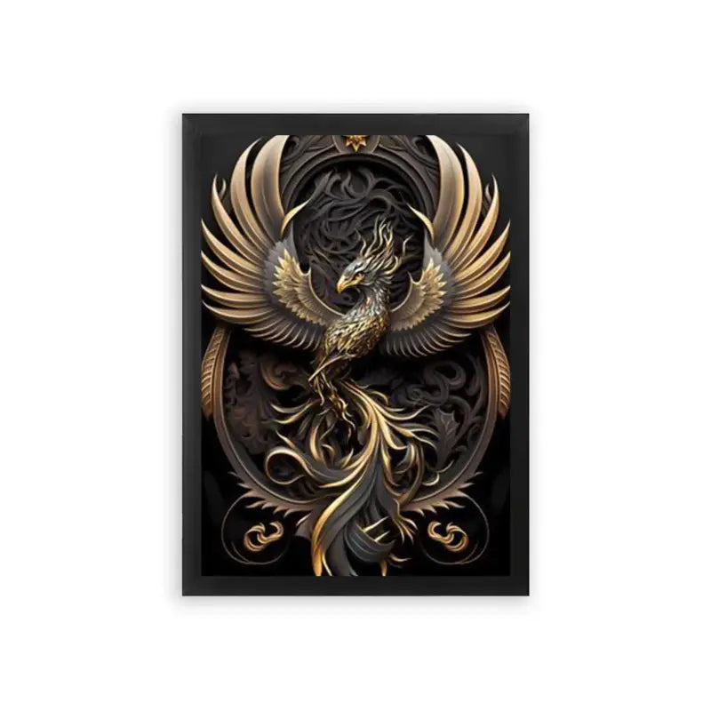 The Phoenix Eternal Rebirth Framed Poster Black Premium Wood