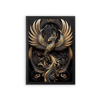 The Phoenix Eternal Rebirth Framed Poster Black Premium Wood