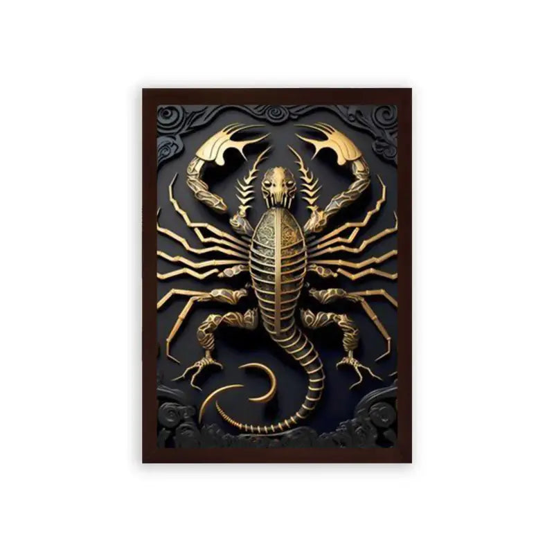 Scorpion's Golden Stinger Framed Poster Brown Premium Wood