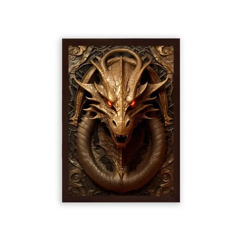 The Dragon's Gaze Framed Poster Brown Premium Wood