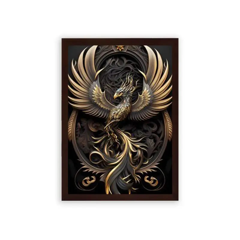 The Phoenix Eternal Rebirth Framed Poster Brown Premium Wood