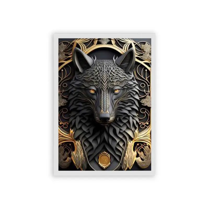 Midnight Wolf Framed Poster White Hard Fiber