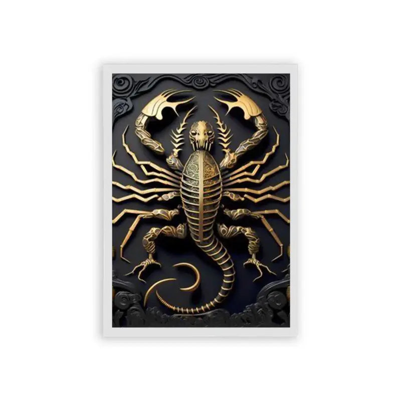 Scorpion's Golden Stinger Framed Poster White Hard Fiber