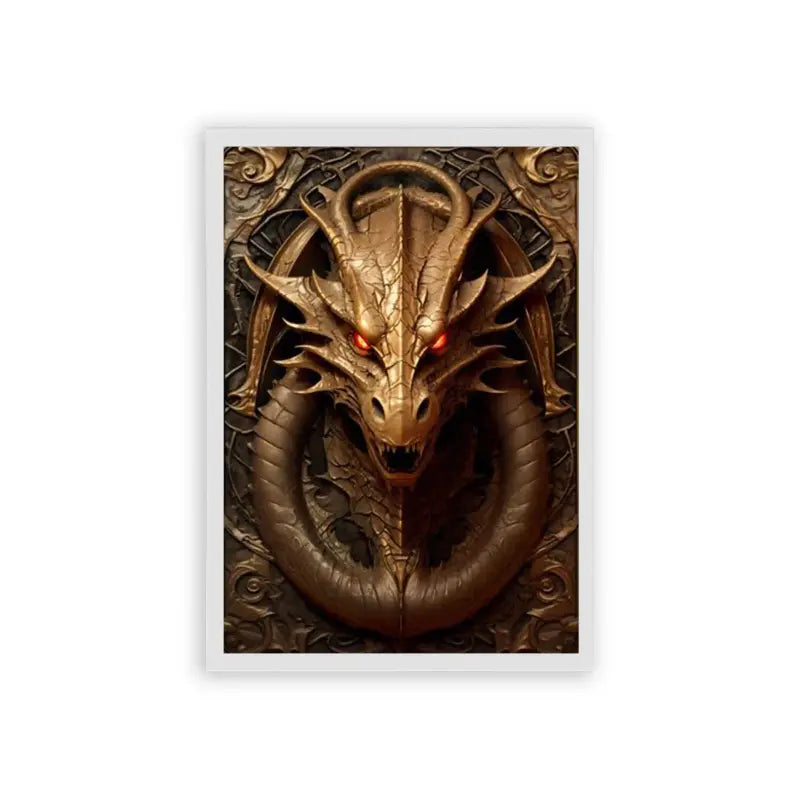 The Dragon's Gaze Framed Poster White Hard Fiber